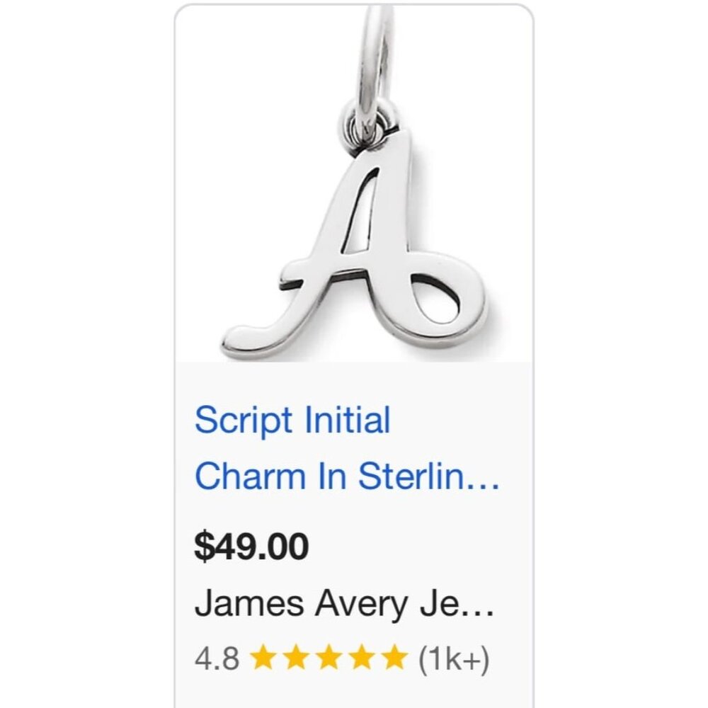 James Avery Script Initial A Charm - image 4